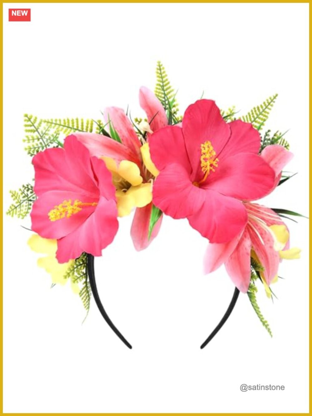 Hawaiian Silk Flower Headband Hibiscus Floral Headpiece for Beach Party